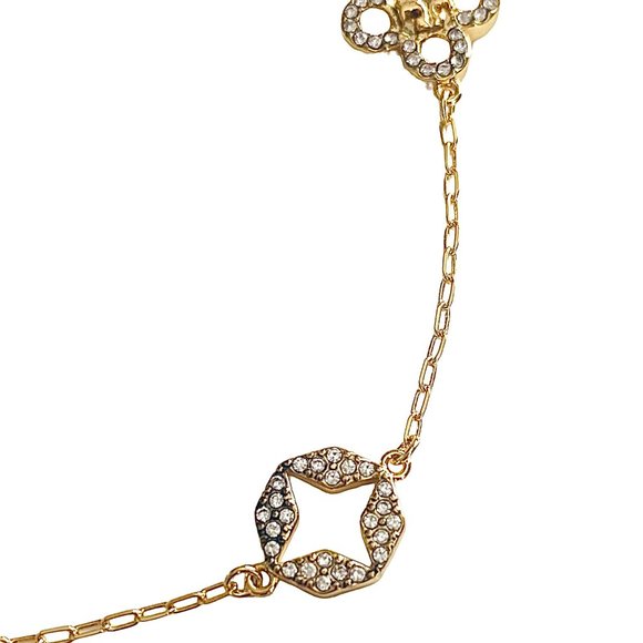 NWT Tory Burch KIRA GOLD PAVE Clover Bracelet w Dust Cover Rt $168 - Picture 2 of 5